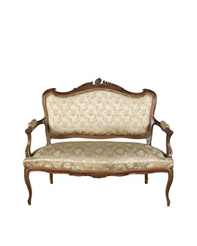 French Walnut Settee, Gold/Brown