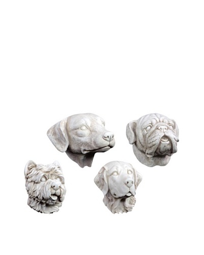 Set of 4 Dog Heads Wall Décor, White