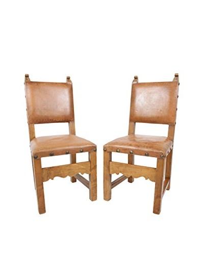 Set of 2 Spanish Leather Chairs