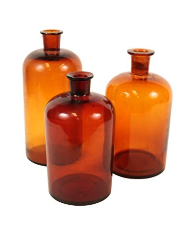 Set of 3 French Apothecary Jars, Brown