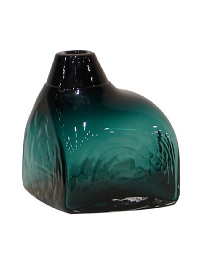 Aquamarine Glass Square Vase