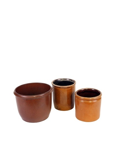 Set of 3 Danish Stoneware II, Brown/Gold