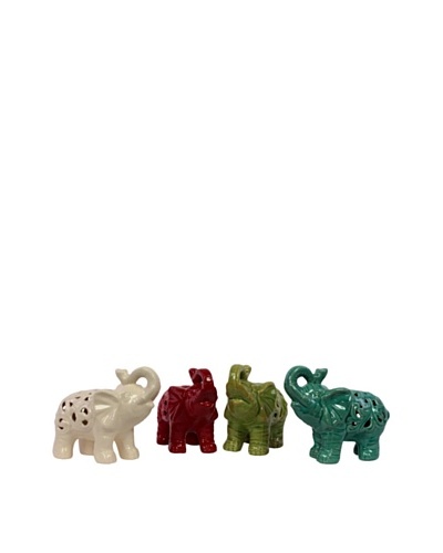 Set of 4 Assorted Ceramic Elephants