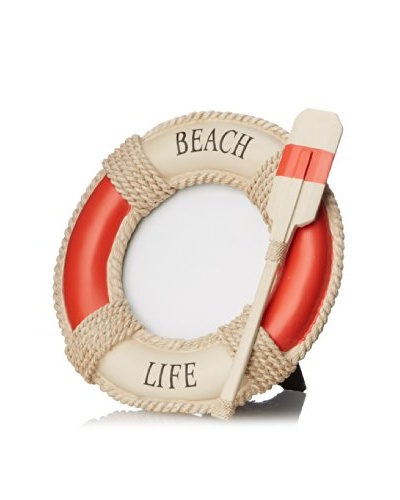 Beach Life Round Photo Frame, Cream/Red