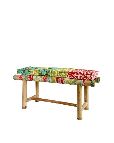 Bamboo Bench With Cushion, Retro