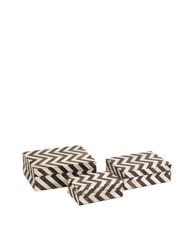 Set of 3 Zig Zag Bone Inlay Boxes