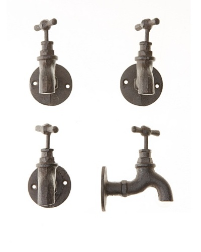 Set of 4 Iron Faucet Hooks, Brown