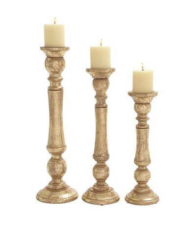 Set of 3 Wood Candle Holders