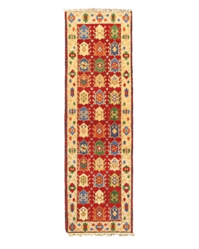 Hand-knotted India Royal Kazak, Red, 2' 1 x 6' 9 Runner