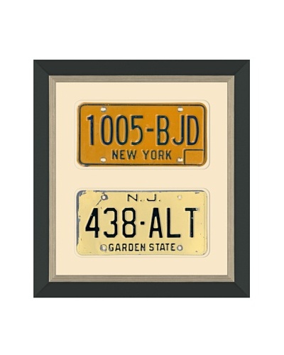 Framed Vintage New York & New Jersey License Plates