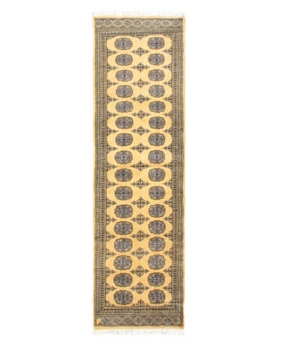 Hand-knotted Finest Peshawar Bokhara Traditional Runner Wool Rug, Light Gold, 2' 6 x 8' 6 Runner