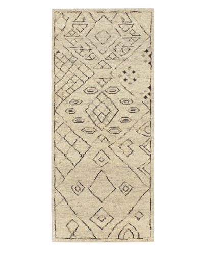 Hand-Knotted Mystique Gabbeh Wool Rug, Cream, 2' 5 x 5' 8