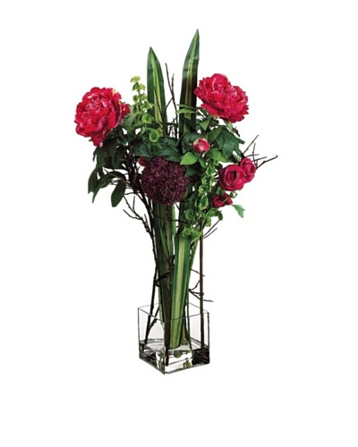 Allium and Peony In Glass Vase