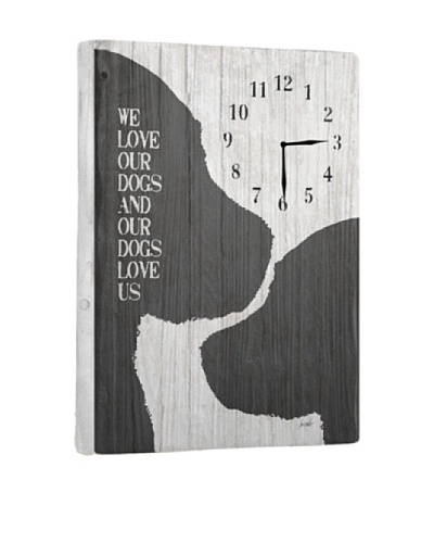 We Love Our Dogs Reclaimed Wood Clock