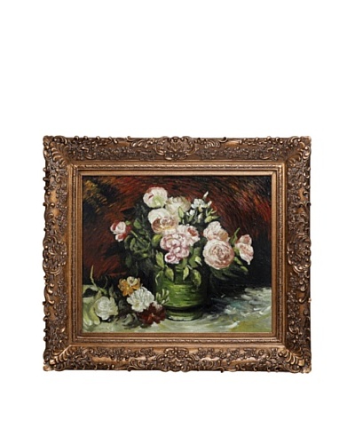 Vincent Van Gogh Bowl with Peonies & Roses Framed Oil Painting