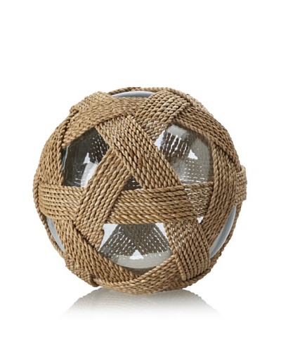 Seaside Lampakanai-Wrapped Glass Ball, Natural/Clear, Large