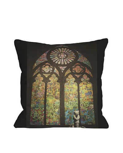 Banksy Stained Glass Window Pillow