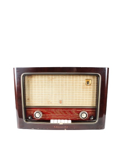 Phillips Mid-Century International Radio, Brown/Gold/Cream