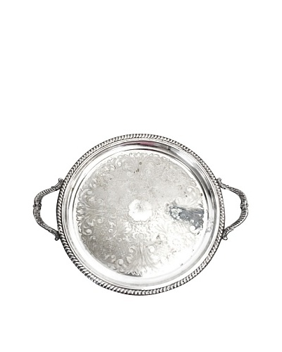 Vintage Federal Silver Company Round Serving Tray with Handles, c.1930s