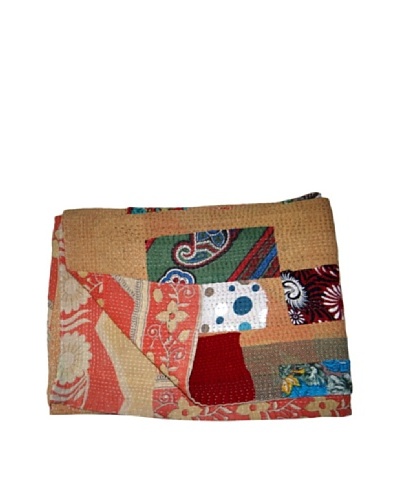 Vintage Lalima Kantha Throw, Multi, 60 x 90