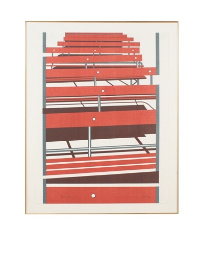 Abstrast Benches Framed Artwork, Red/White/Blue