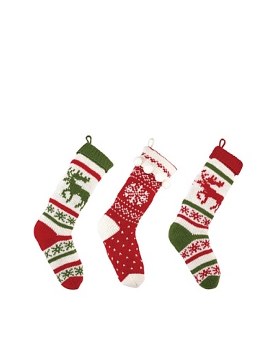 Set of 3 Holiday Knit Stockings