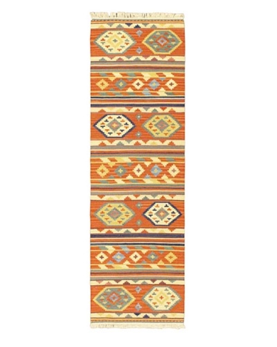 Hand Woven Izmir Wool Kilim, Dark Copper, 2' 5 x 8' 2 Runner