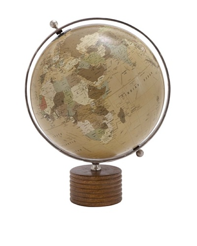 Wooden Globe with Round Base