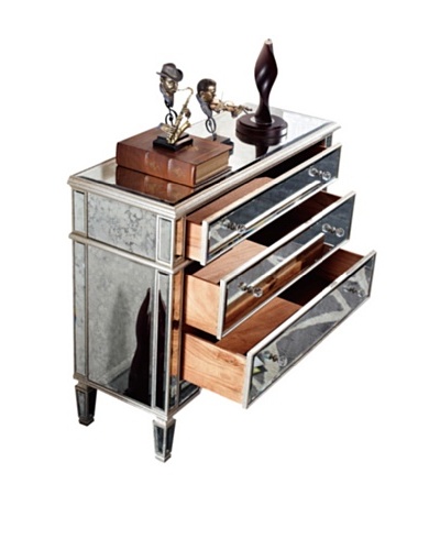 Florentine 3-Drawer Cabinet, Silver Leaf/Antique Mirror