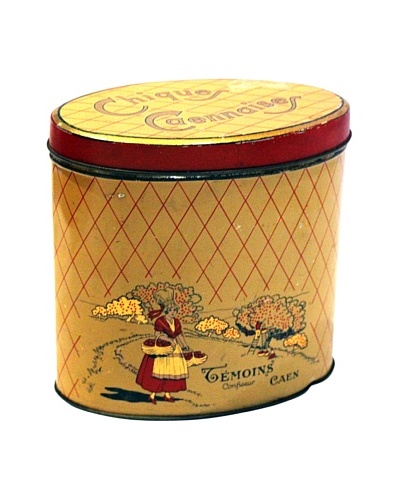 Vintage Chiques Caennaise Tin, Yellow/Red/Gold