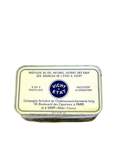 Vintage Pastilles Vichy-Etat Tin, Cream/Blue