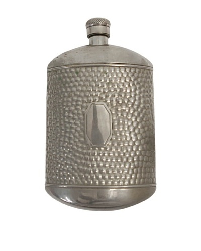 Vintage Circa 1930 Hammered Flask with Hexagon Emblem