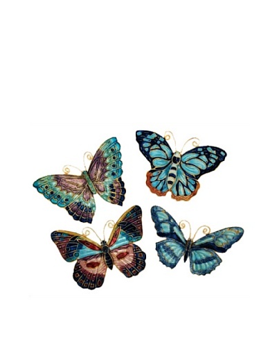 Set of 4 Purple & Blue Butterfly Ornaments