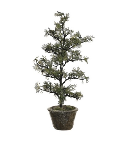 27″ Iced Pine Tree In Cement Pot