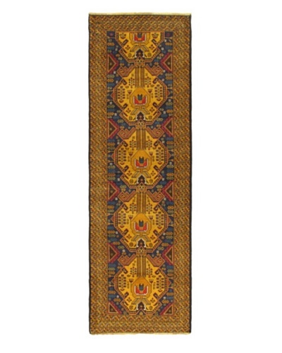 Hand-knotted Rizbaft Traditional Runner Wool Rug, Navy, 3' x 9' 4 Runner