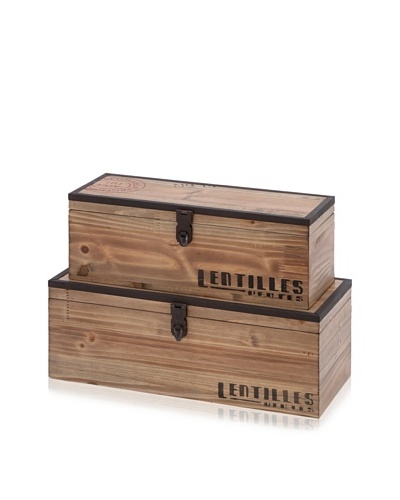 Set of 2 Wooden Trunks