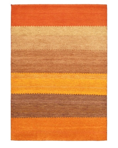 Hand-Knotted Gabbeh Modern Rug, Dark Orange, 4′ 7″ x 6′ 7″