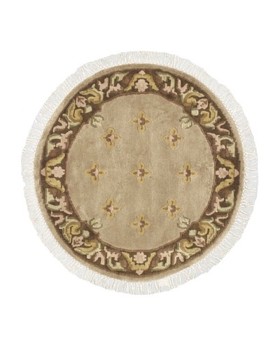 Hand-Knotted Karma Wool Rug, Khaki, 3' 4 Round