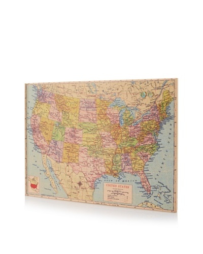 US Map Giclee on Cork Board