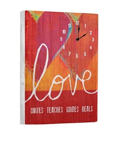 Love Unites Teaches Guides Heals Reclaimed Wood Clock