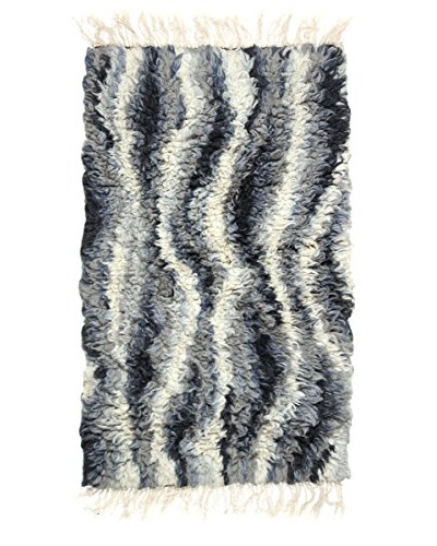 Swedish Handmade Rya Rug, Black/Grey/White, 2' 6 x 4' 2