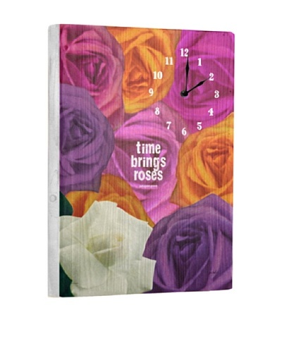 Time Brings Roses Reclaimed Wood Clock