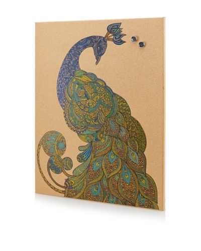 Valentina Ramos Elegant Peacock Giclee on Cork Board