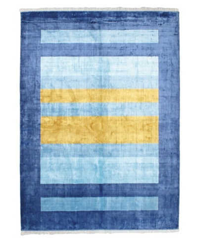 Hand-Knotted Silk Touch Modern Rug, Light Blue, 6' 8 x 9' 4