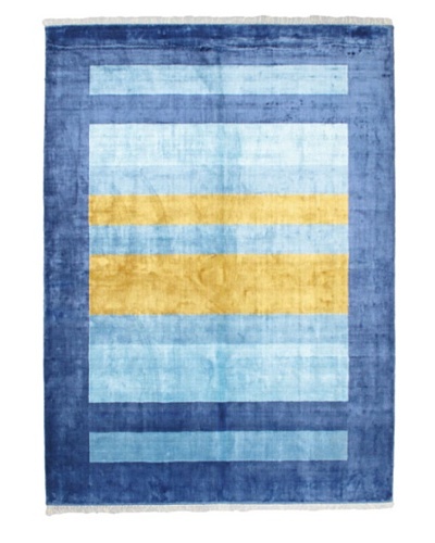 Hand-Knotted Silk Touch Modern Rug, Light Blue, 6' 8 x 9' 4