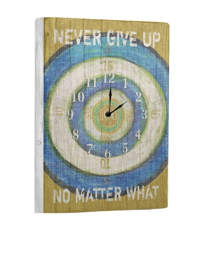 Never Give Up Reclaimed Wood Clock, Blue