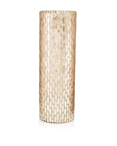 Capiz Riverstone Cylinder Glass Hurricane, Sand, Tall