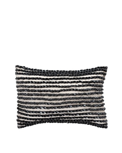 Linen Cross Rectangle Pillow, Black/Beige, 12 x 18