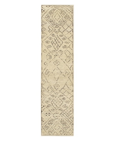 Hand-Knotted Mystique Gabbeh Wool Rug, Cream, 2' 5 x 10'