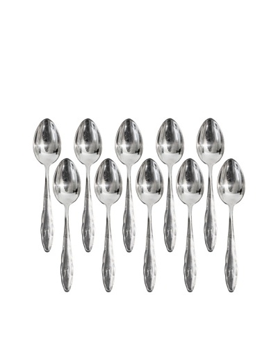 Set of 10 Vintage Teaspoons with Oval Embellishment, c.1950s